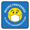 Masks Preferred To Enter Conference Room Blue With Emoticon Square - Floor Sign