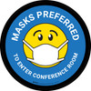 Masks Preferred To Enter Conference Room Blue Round - Floor Sign