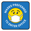 Masks Preferred To Enter Office Blue With Emoticon Square - Floor Sign