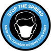 Stop The Spread Mask Encouraged Beyond This Point Blue - Floor Sign
