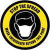 Stop The Spread Mask Encouraged Beyond This Point Circular With Icon - Floor Sign