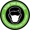 Stop The Spread Mask Encouraged Beyond This Point Green - Floor Sign