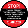 Stop: To Help Prevent The Spread Of Covid-19 A Mask Encouraged To Enter This Establishment Red/Black - Floor Sign