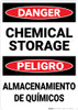 Danger: Chemical Storage Bilingual Spanish - Wall Sign Danger: Chemical Storage Bilingual Spanish - Wall Sign