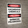 Danger: Hazardous Chemicals Bilingual Spanish - Wall Sign Danger: Hazardous Chemicals Bilingual Spanish - Wall Sign