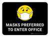 Masks Preferred To Enter Office Black With Emoticon Rectangular - Floor Sign