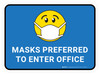 Masks Preferred To Enter Office Blue With Emoticon Rectangular - Floor Sign