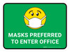 Masks Preferred To Enter Office Green With Emoticon Rectangular - Floor Sign