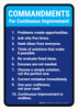 Commandments for Continuous Improvement Portrait - Wall Sign Commandments for Continuous Improvement Portrait - Wall Sign