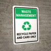 Waste Management: Recycle Paper and card Portrait - Wall Sign