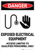 Danger: Exposed Electrical Equipment Access Qualified Personnel With Graphic - Wall Sign