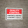 Quality Control: Contents Checked And Security Sealed Landscape - Wall Sign