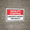Quality Control: Contents Checked For Quality Landscape - Wall Sign Quality Control: Contents Checked For Quality Landscape - Wall Sign