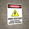Danger: High Voltage Electrical Shock Hazard With Graphic - Wall Sign Danger: High Voltage Electrical Shock Hazard With Graphic - Wall Sign