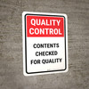 Quality Control: Contents Checked For Quality Portrait - Wall Sign