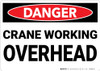 Danger: Crane Working Overhead - Wall Sign
