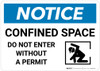 Notice: Confined Space Do Not Enter Without Permit - Wall Sign