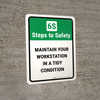 6S Steps To Safety: Maintain Your Workstation In A Tidy Condition Portrait - Wall Sign 6S Steps To Safety: Maintain Your Workstation In A Tidy Condition Portrait - Wall Sign