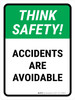 Think Safety: Accidents Are Avoidable Portrait - Wall Sign