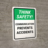 Think Safety: Communication Prevents Accidents Portrait - Wall Sign Think Safety: Communication Prevents Accidents Portrait - Wall Sign