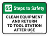6S Steps: To Safety Clean Equipment And Return To Tool Station Rectangular - Floor Sign