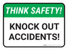 Think Safety: Knock Out Accidents Rectangle - Floor Sign Think Safety: Knock Out Accidents Rectangle - Floor Sign