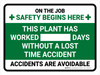 This Plant Has Worked Days Without A Lost Time Accident Landscape - Wall Sign