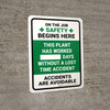 This Plant Has Worked Days Without A Lost Time Accident Portrait - Wall Sign