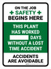 This Plant Has Worked Days Without A Lost Time Accident Portrait - Wall Sign