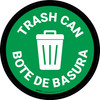 5S Trash Can Bilingual Spanish Circular - Floor Sign