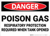 Danger: Poison Gas Respiratory Protection Required - Wall Sign