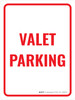 Valet Parking Sign Red/White Portrait - Wall Sign Valet Parking Sign Red/White Portrait - Wall Sign