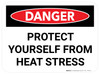Danger Protect Yourself From Heat Stress Rectangle - Floor Sign