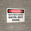 Danger: Heat Stress Hazards Water Rest Shade Landscape - Wall Sign