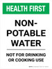 Health First: Portrait Non-Potable Water Landscape - Wall Sign