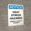 Notice: Portrait Heat Stress Hazards Portrait - Wall Sign