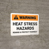 Warning: Heat Stress Hazards Landscape - Wall Sign
