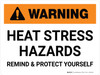 Warning: Heat Stress Hazards Landscape - Wall Sign