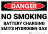 Danger: No Smoking Battery Charging Emits Hydrogen Gas - Wall Sign Danger: No Smoking Battery Charging Emits Hydrogen Gas - Wall Sign