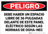 Danger: Keep Area Clear Electrical Panel Spnish - Wall Sign