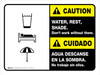 Caution: Water Rest Shade Don't Work Without Them Bilingual Landscape - Wall Sign