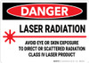 Danger: Laser Radiation Avoid Eye or Skin Exposure To Direct Laser - Wall Sign Danger: Laser Radiation Avoid Eye or Skin Exposure To Direct Laser - Wall Sign