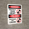 Danger: Protect From Heat Bilingual Spanish Portrait - Wall Sign