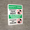 Safety First: Protect From Heat Bilingual Portrait - Wall Sign