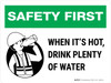 Safety First: When Its Hot Drink Plenty Of Water Landscape - Wall Sign Safety First: When Its Hot Drink Plenty Of Water Landscape - Wall Sign