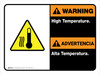 Warning: High Temperature Bilingual Spanish Landscape - Wall Sign Warning: High Temperature Bilingual Spanish Landscape - Wall Sign