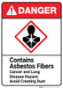 Danger: Asbestos Fibers Cancer Lung Disease Hazard ANSI - Wall Sign Danger: Asbestos Fibers Cancer Lung Disease Hazard ANSI - Wall Sign