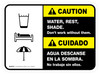 Caution: Water Rest Shade Don't Work Without Them Bilingual Spanish Rectangular - Floor Sign