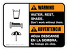 Warning: Water Rest Shade Don't Work Without Them Bilingual Spanish Rectangular - Floor Sign