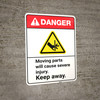 Danger: Moving Parts Will Cause Severe Injury Keep Away ANSI - Wall Sign Danger: Moving Parts Will Cause Severe Injury Keep Away ANSI - Wall Sign